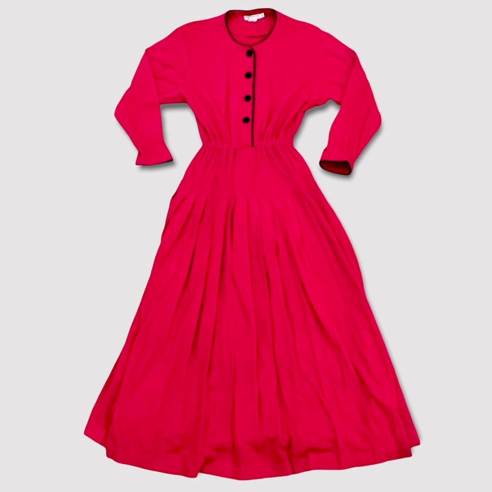 Vintage Jos. A. Bank Clothiers Red Button Down Pleated Dress Sz 8